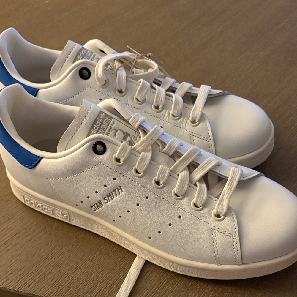 Adidas Stan Smith White and Blue Sneakers
